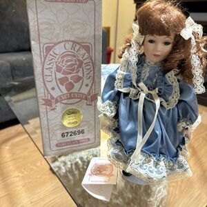 Vintage Porcelain Doll Classic Creations 13in 1980,s